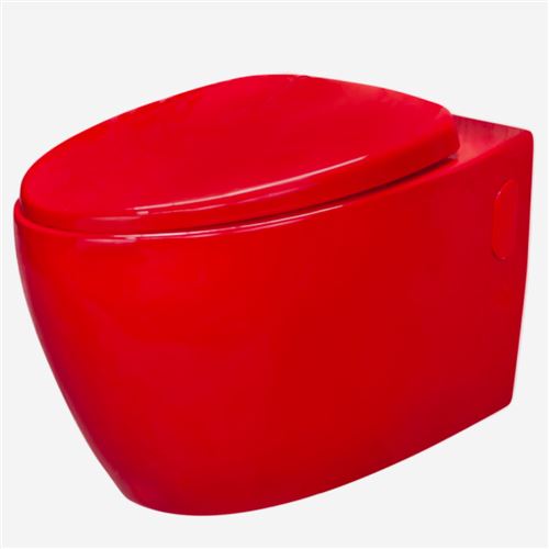 Toilette suspendu de couleur rouge Cuvette WC en céramique