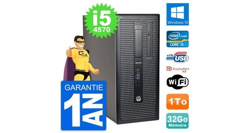 Pc tour hp elitedesk 800 g1 intel i5-4570 ram 32go disque 1to windows 10 wifi