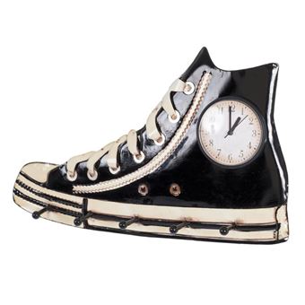 Patère Murale & Horloge Design "Baskets" 50cm Noir - 1