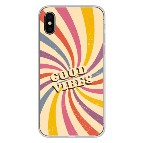 Coque en silicone imprimée compatible Apple iPhone X iPhone XS Good vibes