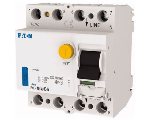Eaton 300300 PXF-40/4/03-B Interrupteur différentiel Interrupteur différentiel sensible tous courants B 4 pôles 40 A 0.3 A 230 V, 400 V