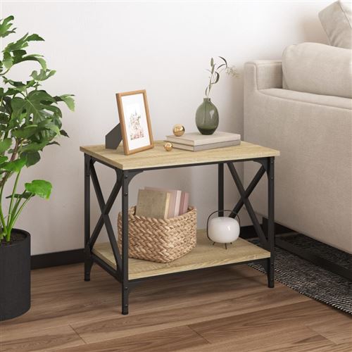 VIDAXL - Table d'appoint - Industriel - Chêne Sonoma - 55 x 38 x 45 cm - Image 3