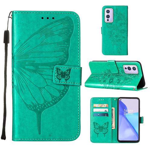 MPFRANCE Housse pour OnePlus 9 Vert [Papillon V3]
