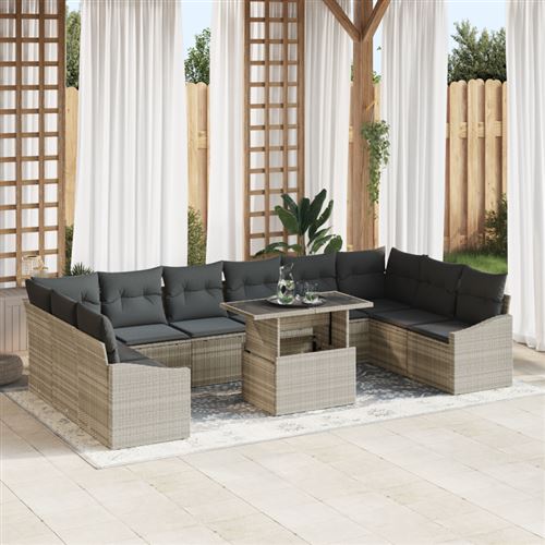 vidaXL Garten-Sofa-Set 11 Stk. Hellgrau und Dunkelgrau