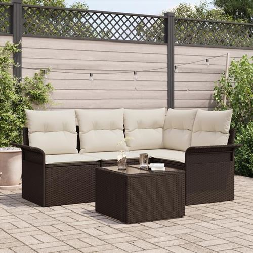 Vidaxl Marron Ensemble De Canapé De Jardin 5 Pcs Polyrotin - Image 2