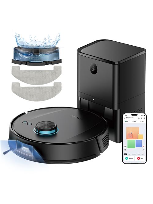 Ultenic Aspirateur Robot Laveur TP20 PRO, 12000Pa, 200min, 3.5L, Station Auto-Vidage, Navigation LDS, 6 Modes de Nettoyage, Noir