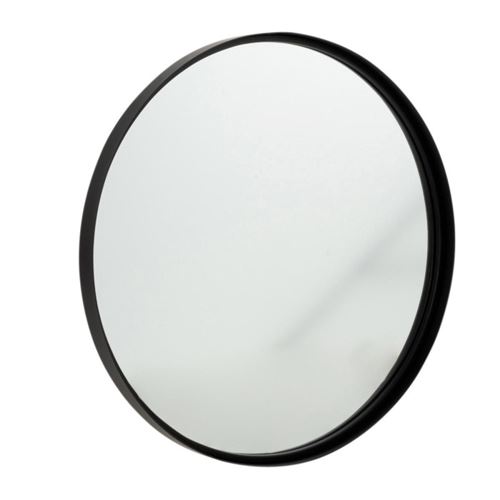 Non Communiqué Noir Miroir Mural Rond Design "Bord Métal" 60Cm