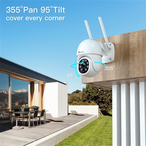 30€ sur Ctronics Caméra Surveillance WiFi Extérieure PTZ Caméra IP