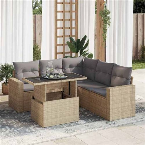 Vidaxl Beige Salon De Jardin 6 Pcs Avec Rangement - Image 3