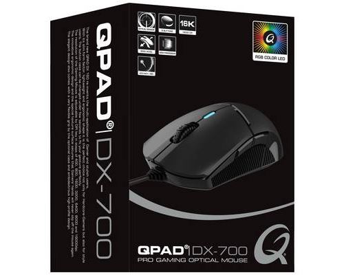 Souris de gaming QPAD Qpad DX700 filaire optique éclairé noir, RVB