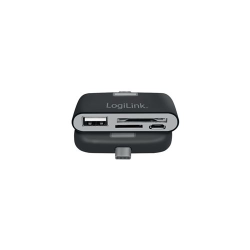 LogiLink Hub USB-C avec lecteur de cartes, 1 port, noir