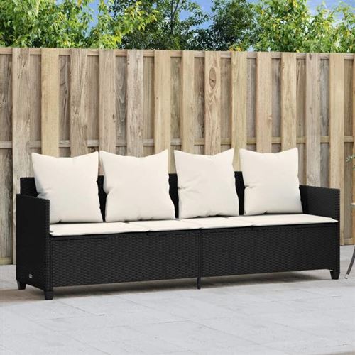 Non Communiqué Noir Vidaxl Chaise Longue Avec Coussins, Siège Avec Dossier, Transat Avec Housse, Meuble De Jardin Terrasse Patio, Moderne, 368344