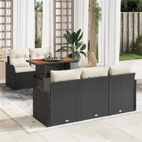 Non Communiqué Noir Ensemble De Canapé De Jardin Vidaxl 6 Pièces Avec Coussins Rotin Poly 3358133