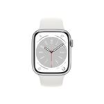 Apple Watch Series 8 (GPS) - 45 mm - aluminium argenté - montre intelligente avec bande sport - fluoroélastomère - blanc - taille du bracelet : Normal - 32 Go - Wi-Fi, Bluetooth - 38.8 g