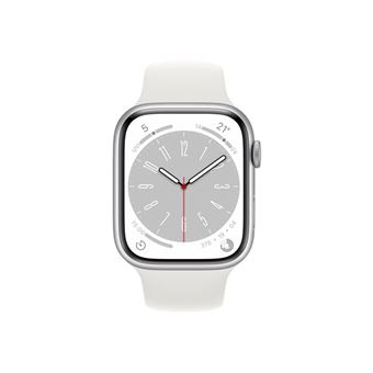 Apple Watch Series 8 (GPS) - 45 mm - aluminium argenté - montre intelligente avec bande sport - fluoroélastomère - blanc - taille du bracelet : Normal - 32 Go - Wi-Fi, Bluetooth - 38.8 g