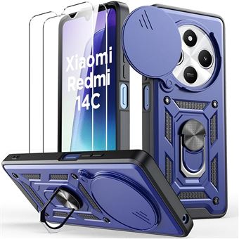 Coque pour Xiaomi Redmi 14C, Bleu Marine + 2 Verres Trempés, Coque Antichoc Anti-Rayure Rigide - BOOLING - 1