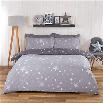 Parure De Lit Réversible Dreamscene Billie - Housse Couette 230x220 Cm + 2 Taies - Motif Géométrique Jaune/Gris