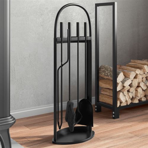 Non Communiqué Noir Set D’outils De Cheminée 5 Pcs 23X15x66 Cm Acier