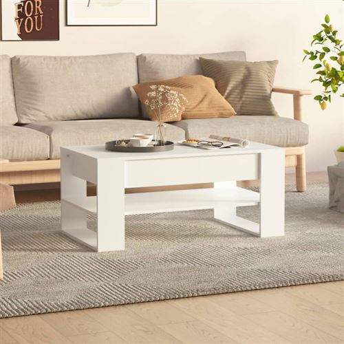 Table basse blanc 102x55x45 cm bois d ingénierie