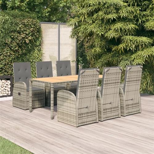 Non Communiqué Gris Vidaxl Ensemble À Manger De Jardin Et Coussins 7 Pcs Rotin, Ensemble De Salle À Manger, Ensemble De Salle À Manger 3157588