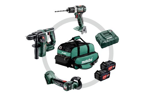 Pack 18 V 3 outils (BSLBL18/CCLTXBL18/BHLTXBL18) 2 batteries 4Ah + chargeur + sac - METABO - 691174000