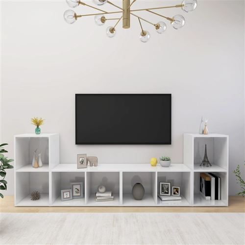 vidaXL Meubles TV 4 pcs Blanc brillant 72x35x36,5 cm Aggloméré