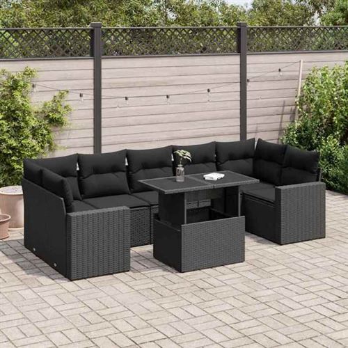 Non Communiqué Noir Salon De Jardin Vidaxl Resine Tressee 8 Pieces 62 X 65.5 X 69 Cm 7 Personnes