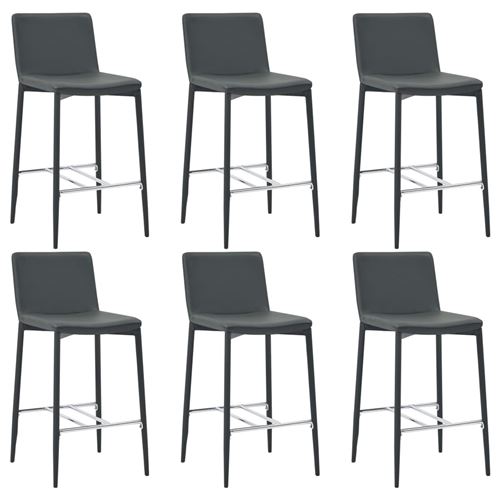 vidaXL Tabourets de bar 6 pcs Gris Similicuir