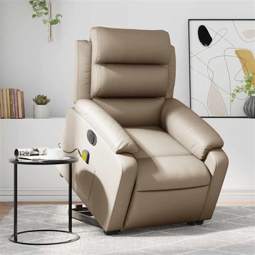 vidaXL Fauteuil de relaxation, massage, inclinable électrique similicuir cappuccino