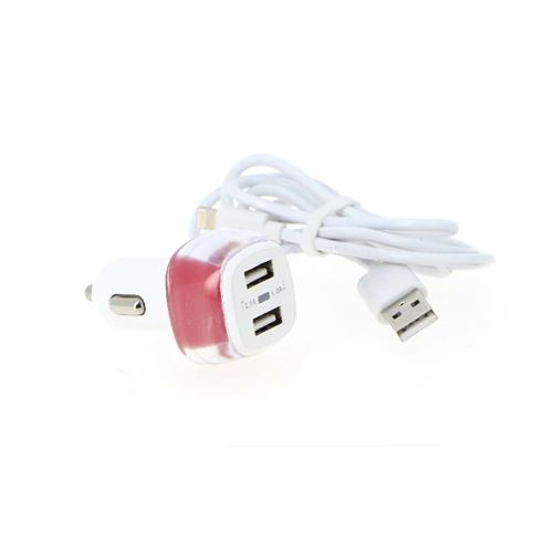 Chargeur Allume-Cigare 2 ports USB 2.4A + câble iPhone - SILAMP