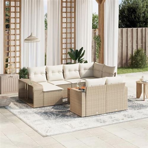  Salon de jardin modulable VIDAXL 11 pieces resine tressee beige 62 x 65.5 x 69 cm 