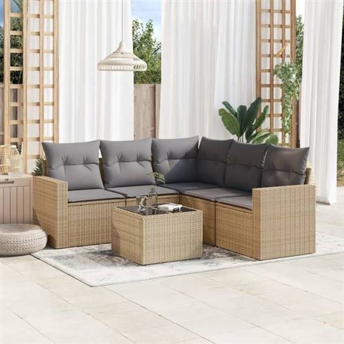  Salon de jardin modulable GENERIQUE resine tressee 6 pieces beige 65.5 x 62 x 37 cm 5 personnes 