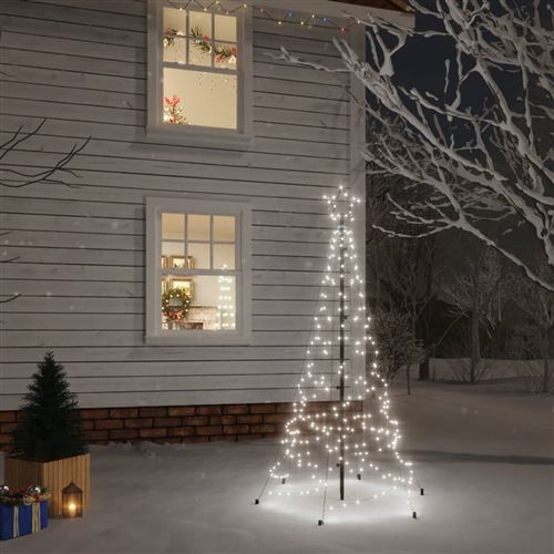 VidaXL Sapin de Noël avec piquet Blanc froid 200 LED 180 cm