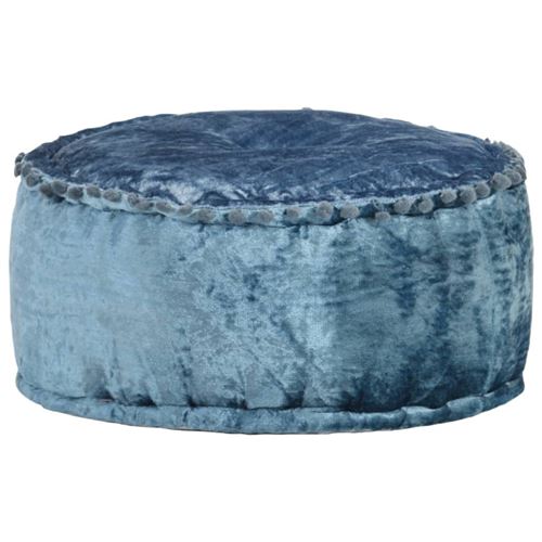 vidaXL Pouf Rond Velours 40x20 cm Bleu