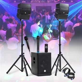 Pack Sono DJ complet 1000W BM SONIC, 2 Enceintes satellites SUB 31cm USB/Bluetooth 2 MICROS, Animation, Mariage, Baptême, Soirée - 1