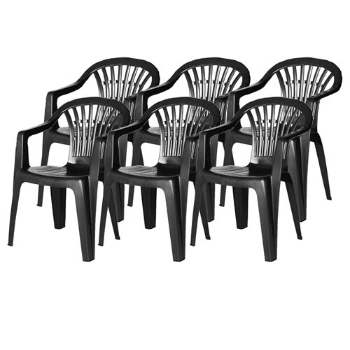 Lot 6 chaise de jardin empilable en résine - Longueur 57 x Profondeur 57 x Hauteur 80 cm