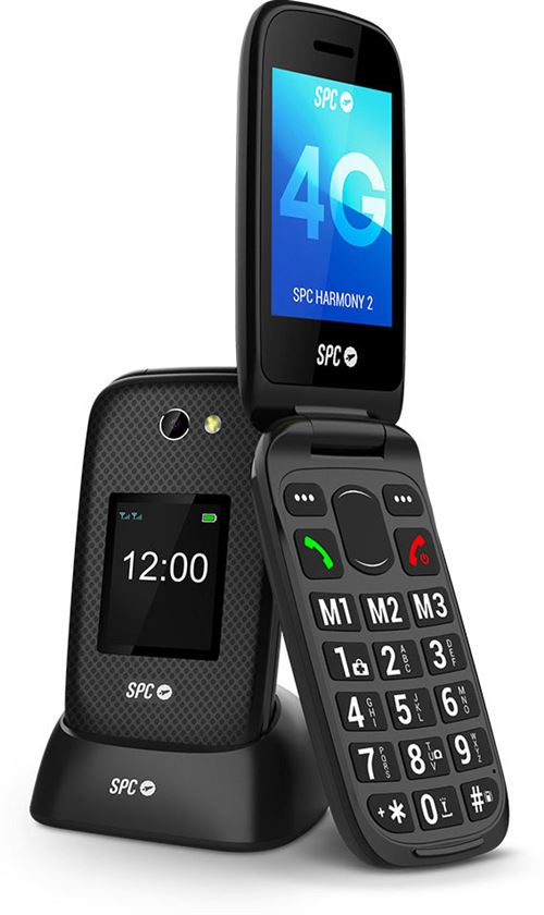 SPC HARMONY 2 - Téléphone portable pour personnes âgées avec touches XL, 4G, bouton SOS et  Vol. 104dB, Noir