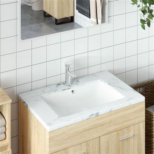 VidaXL Évier salle de bain blanc rectangulaire céramique
