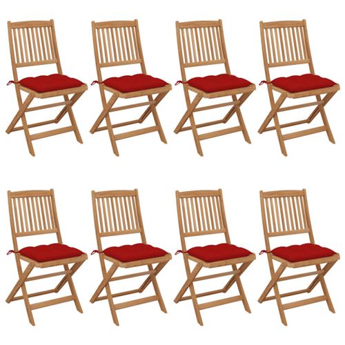 Non Communiqué Chaises Pliables De Jardin Lot De 8 Avec Coussins Bois D Acacia