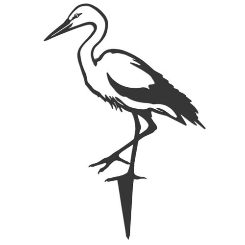 Metalbird - Oiseau sur pique cigogne blanche en acier corten