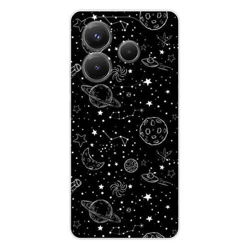 Coque en silicone imprimée compatible Xiaomi Redmi Note 14 5G Galaxy draw