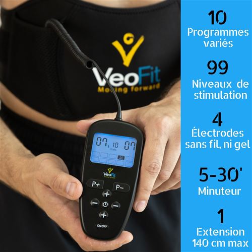 Ceinture Abdominale EMS VEOFIT – 10 Programmes, 99 Intensités, Sans Fil, Taille Maxi 140 Cm – Tonicité Et Renforcement