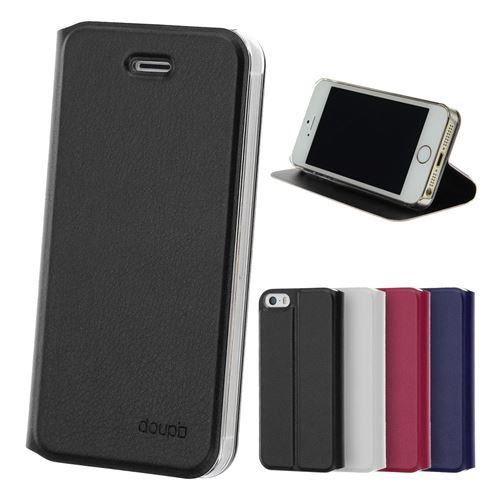 doupi Deluxe FlipCover pour iPhone 4 / 4S, Magnétique Style Livre Étui de Protection avec Support, Noir