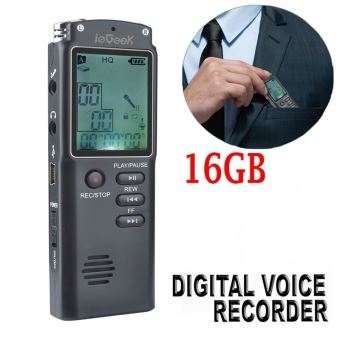 lecteur MP3 et écouteurs dictaphone portable HD 1536kbps pour conférences/réunions/entretiens/cours HQKJ Enregistreur vocal numérique Enregistreur vocal de 16 Go avec câble USB 