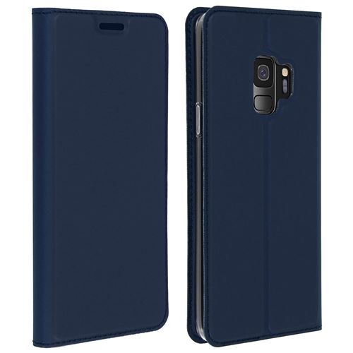 Housse Galaxy S9 Folio Portefeuille Dux Ducis Fonction Stand Bleu nuit