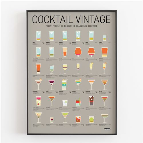 Affiche d'art La Majorette à Moustache Cocktail vintage 50 X 70 cm