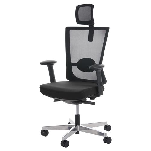 Chaise de bureau MERRYFAIR Forte chaise pitovante noir avec appui-tête