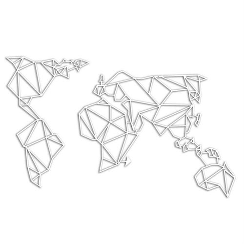 HOMEMANIA Décoration Murale Monde - Art Mural - pour Séjour, Chambre, Bureau - Blanc en Acier, 100 x 0,15 x 58 cm