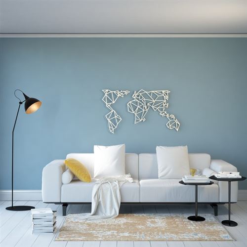 78 10 Sur Homemania Decoration Murale Monde Art Mural Pour Sejour Chambre Bureau Blanc En Acier 100 X 0 15 X 58 Cm Achat Prix Fnac