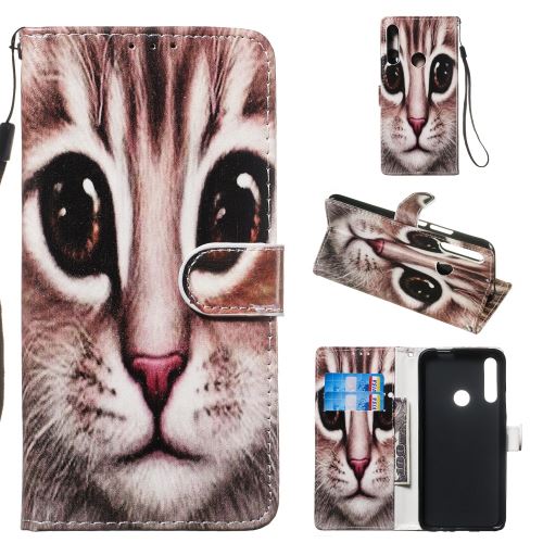 Etui en PU impression de motifs avec support tête de chat pour votre Huawei P Smart Z